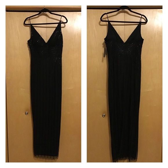 Adrianna Papell beaded Spaghetti Strap V-Neck Gown - Picture 4 of 8